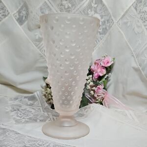 Fenton Frosted Pink Blush Glass Vase